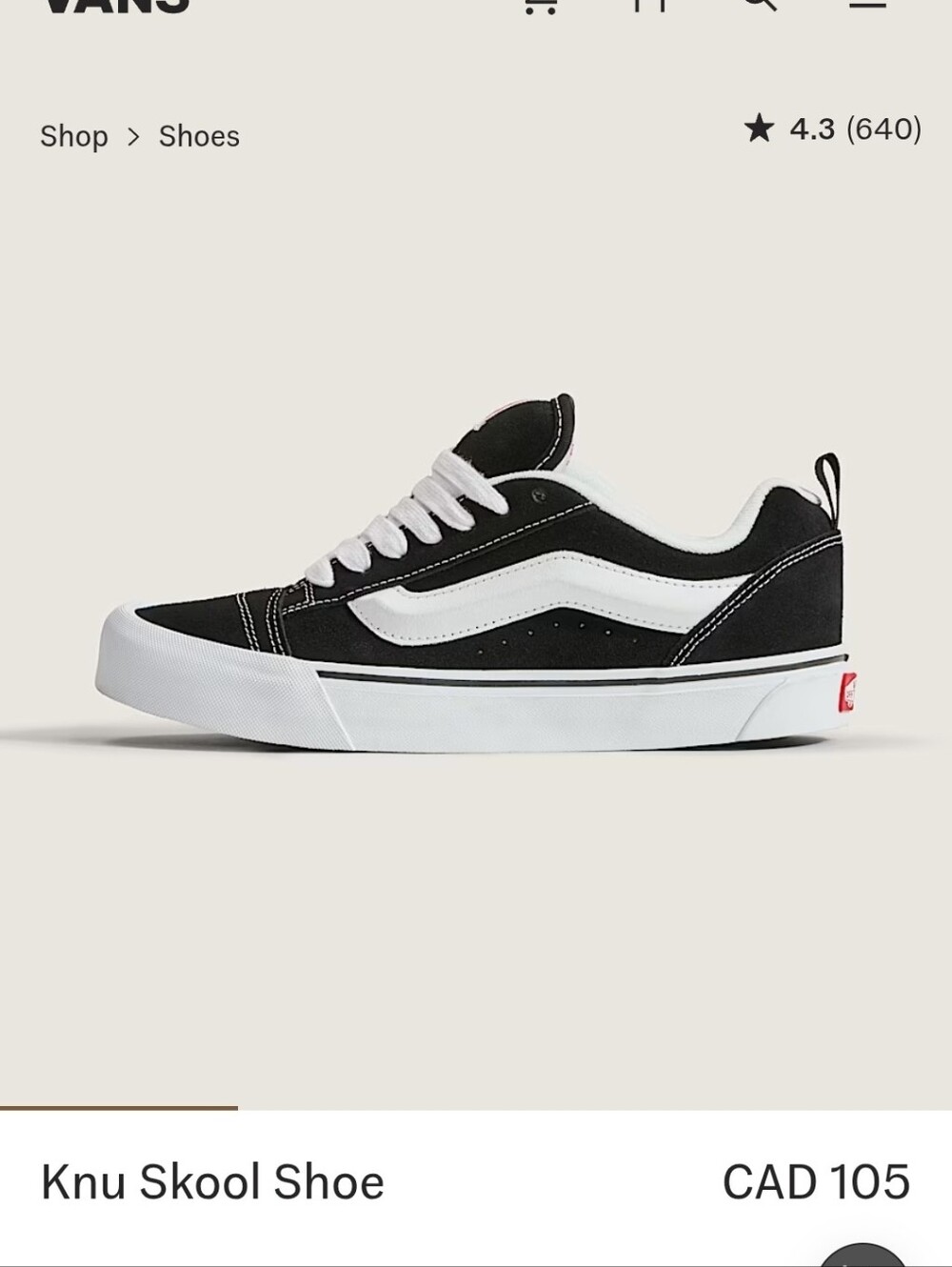 Vans Knu Skool Shoe - Black with White